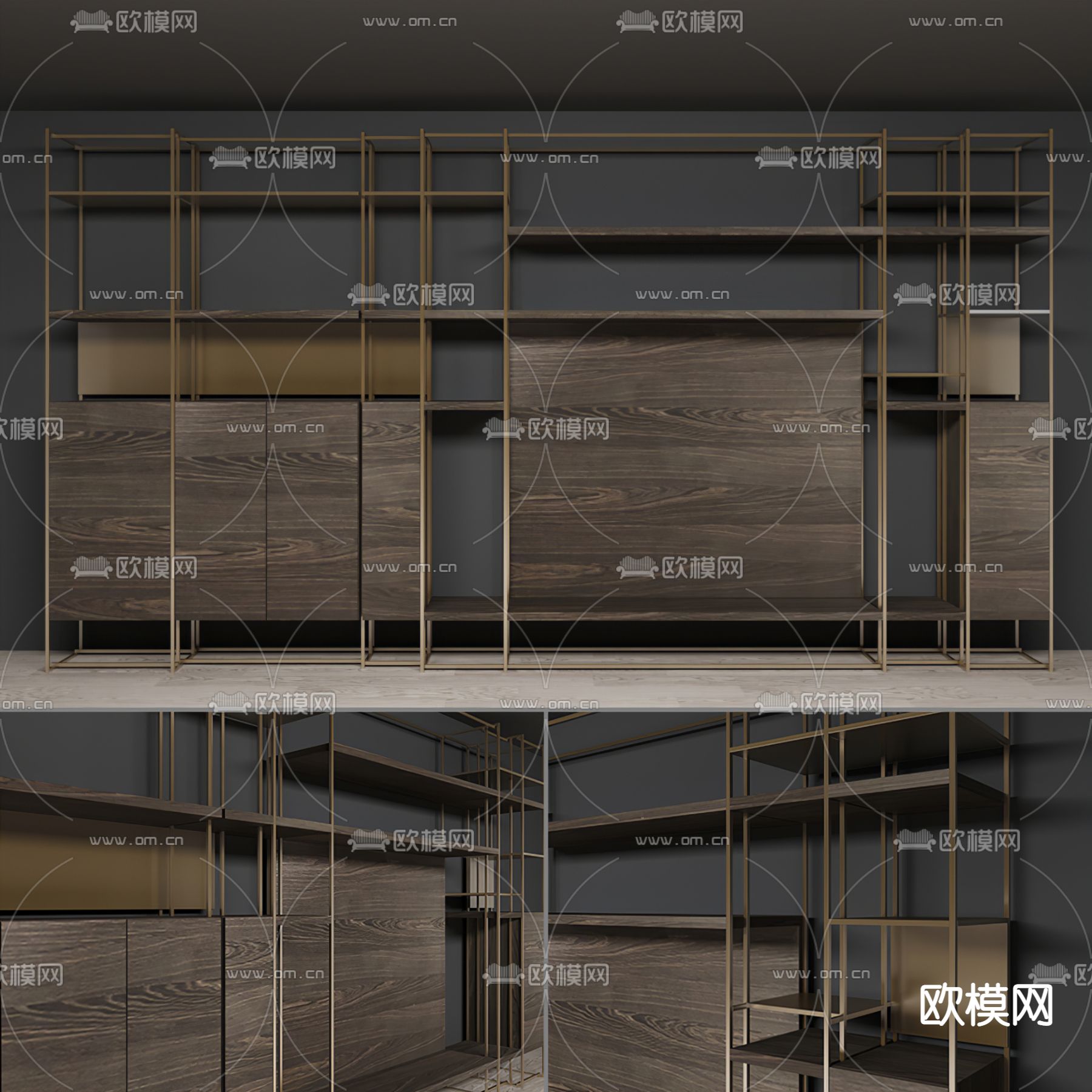 北欧实木书架3d模型