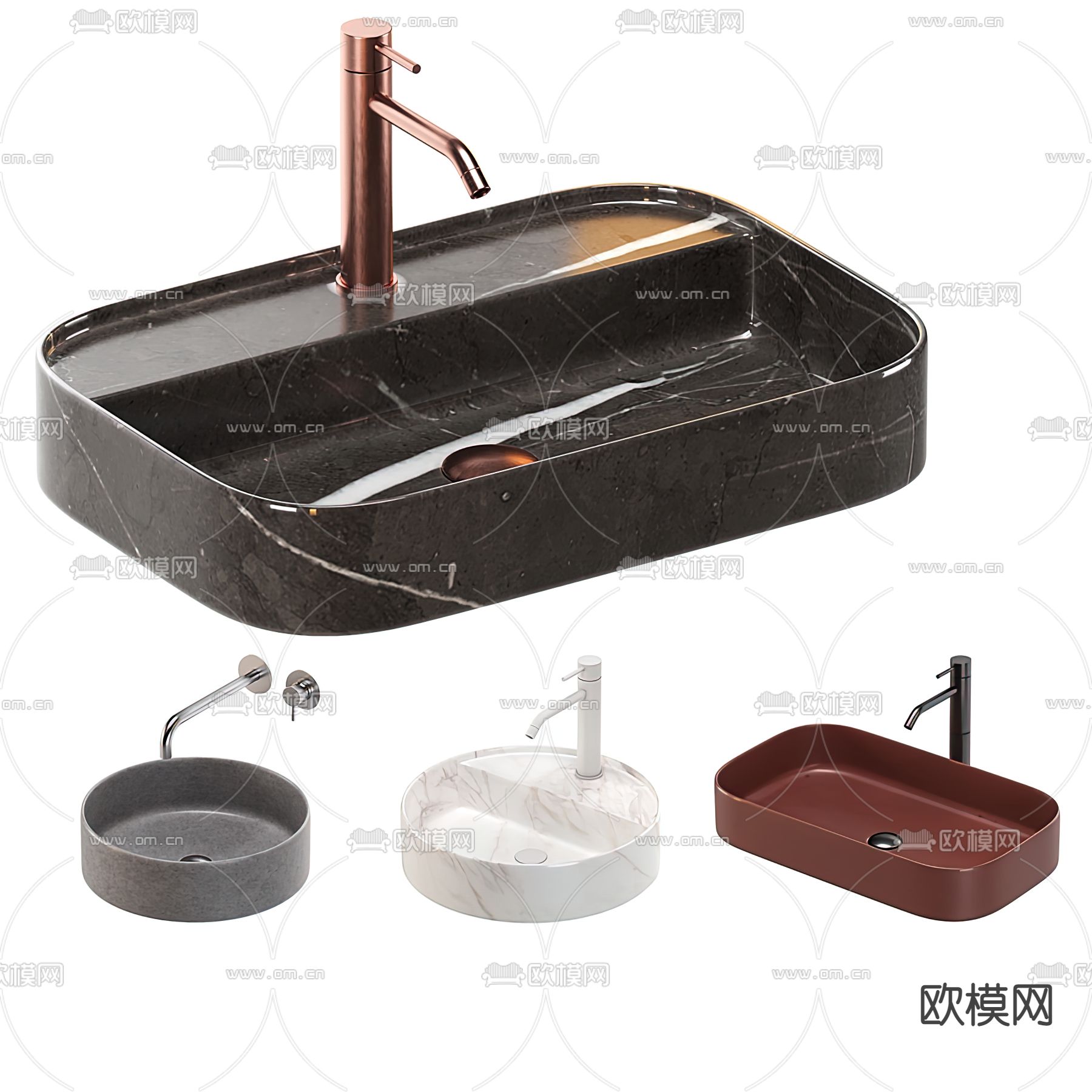 现代洗手台盆3d模型