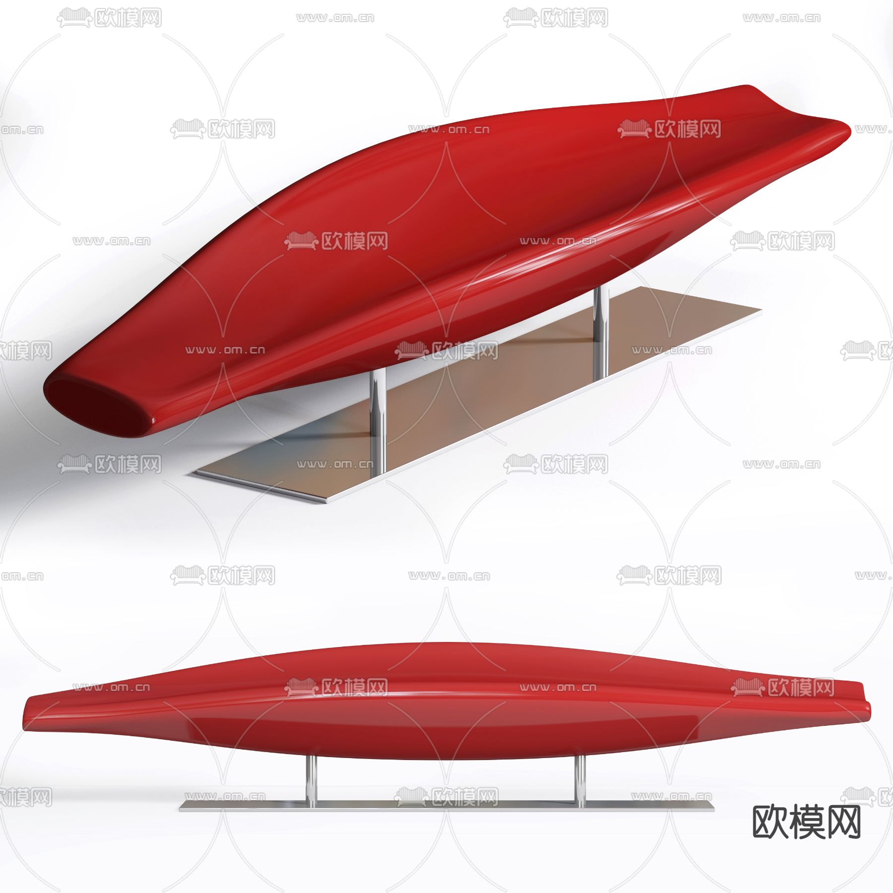 现代异形公共长椅3d模型