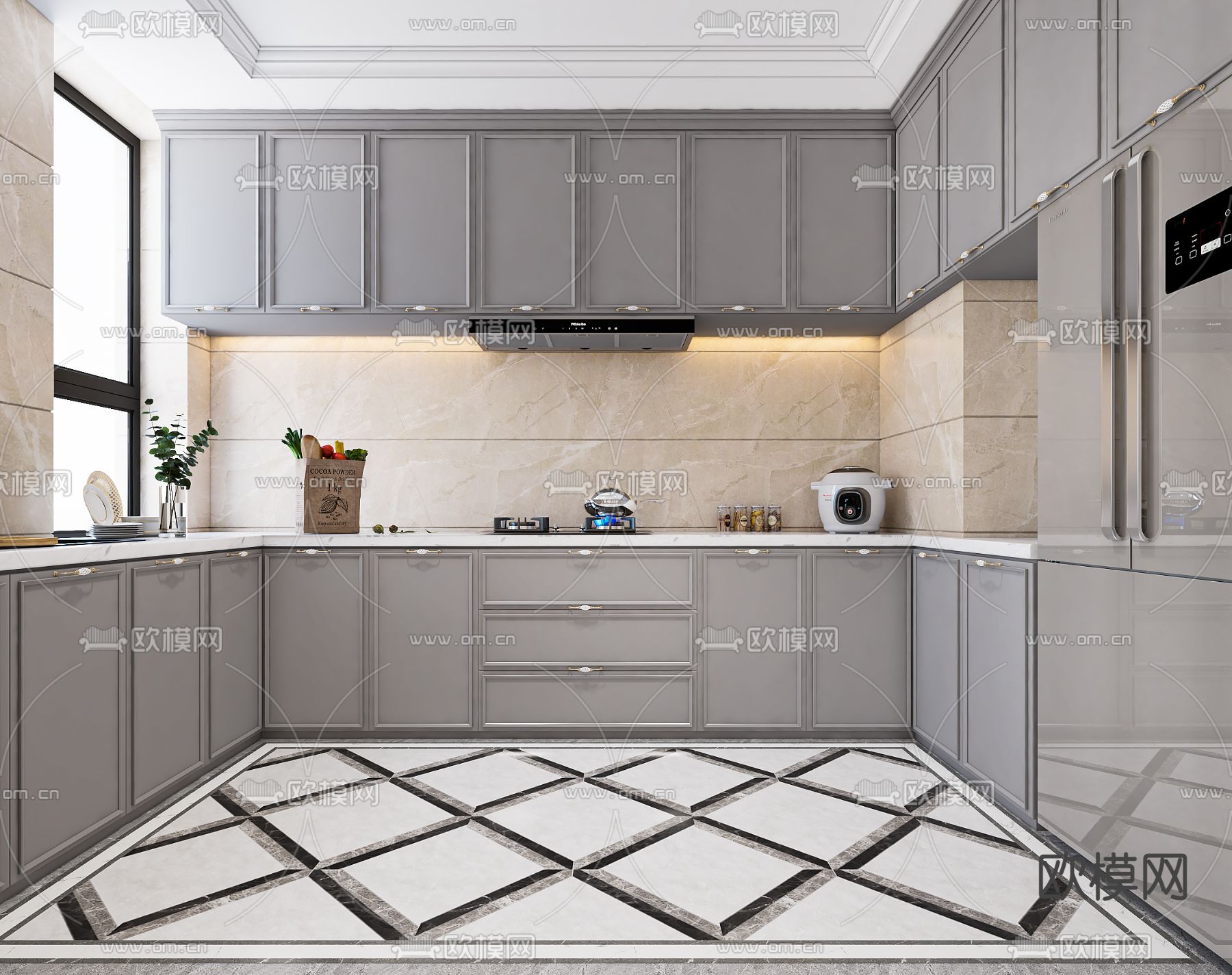 简欧轻奢客餐厅3d模型下载（渲染图6）