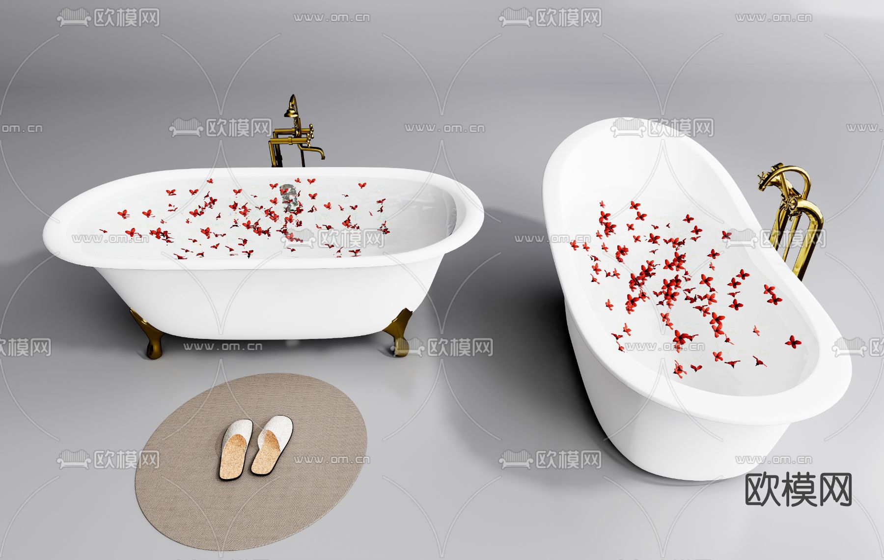 简欧浴缸su模型下载（渲染图1）