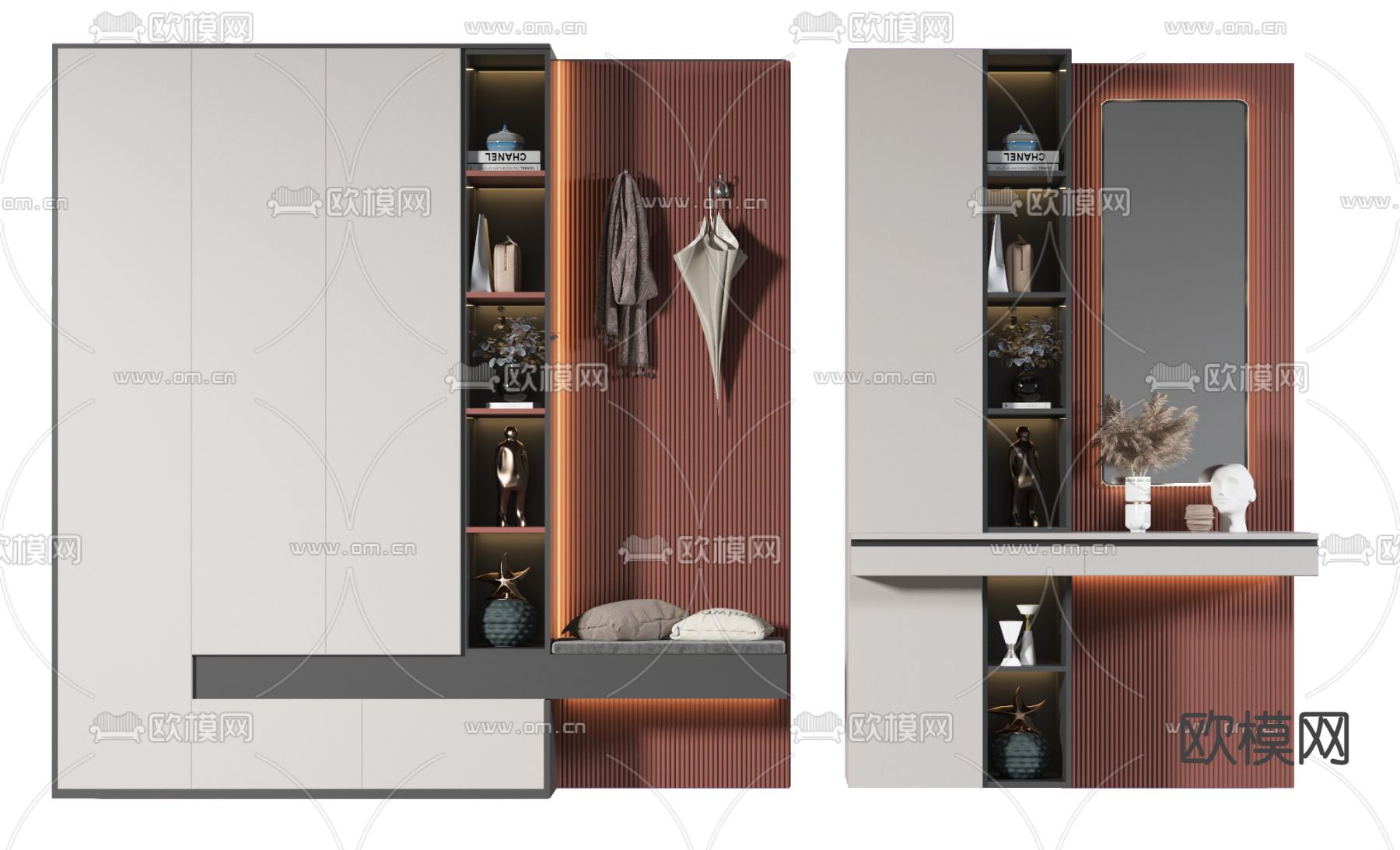 现代轻奢鞋柜su模型