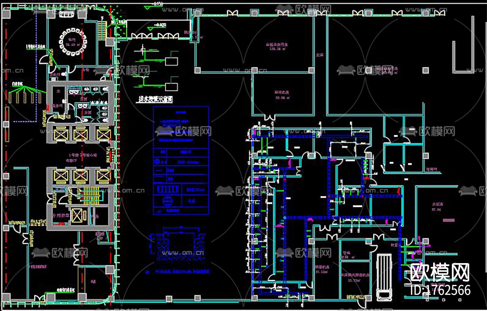 餐厅cad施工图下载（渲染图1）