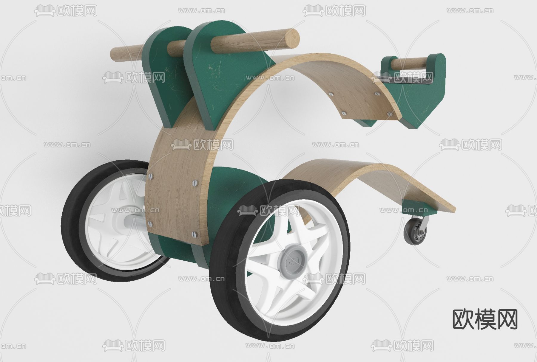 现代实木脚踏车玩具免费3d模型