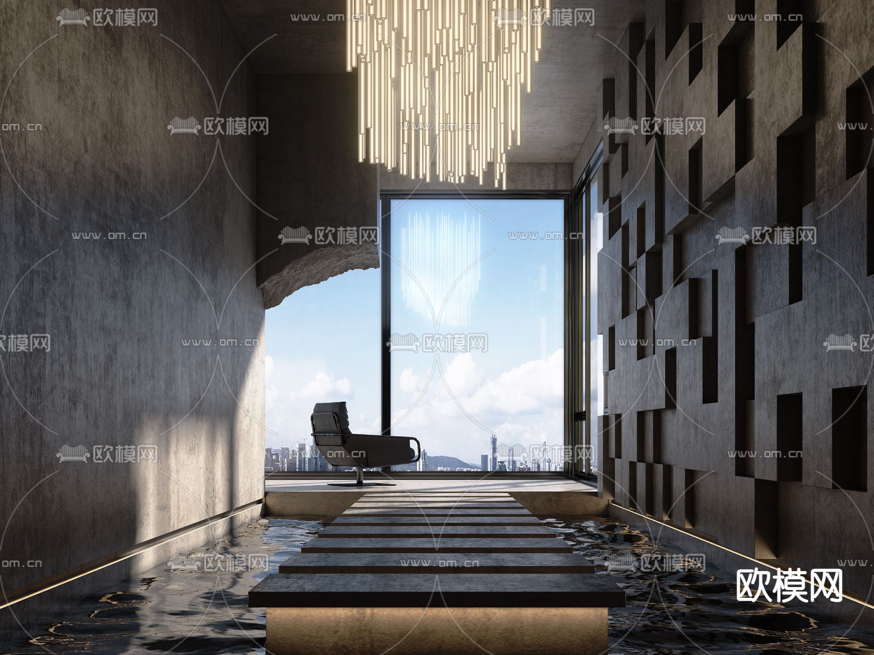 工业风酒店走廊过道3d模型下载