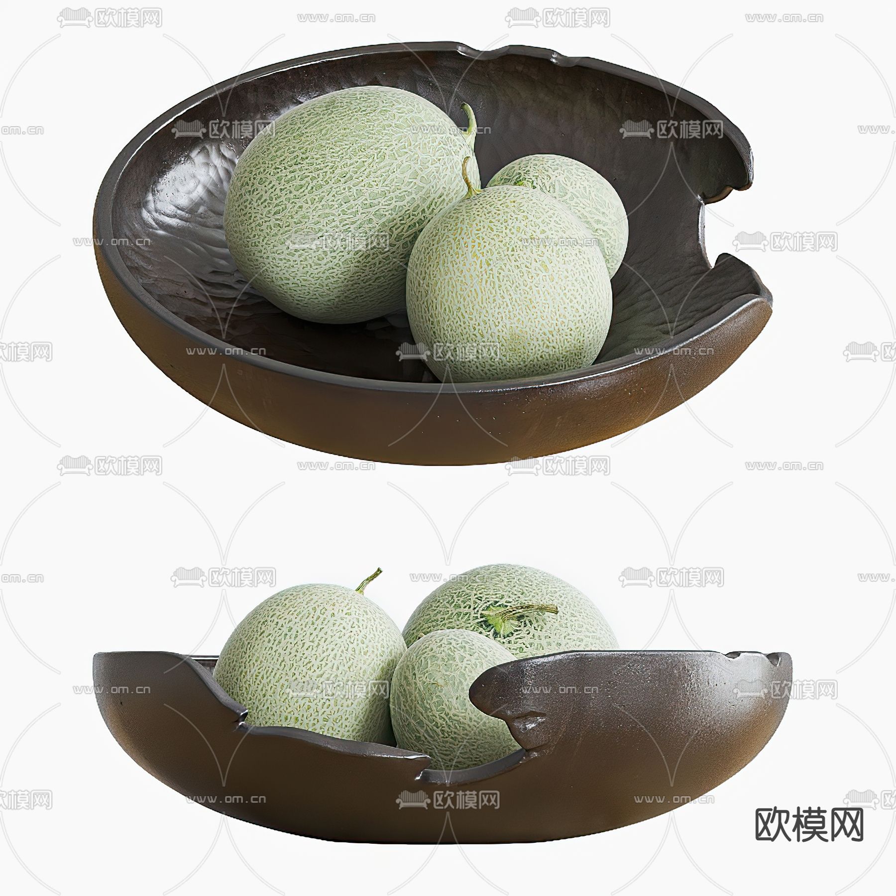 现代哈密瓜果盘3d模型