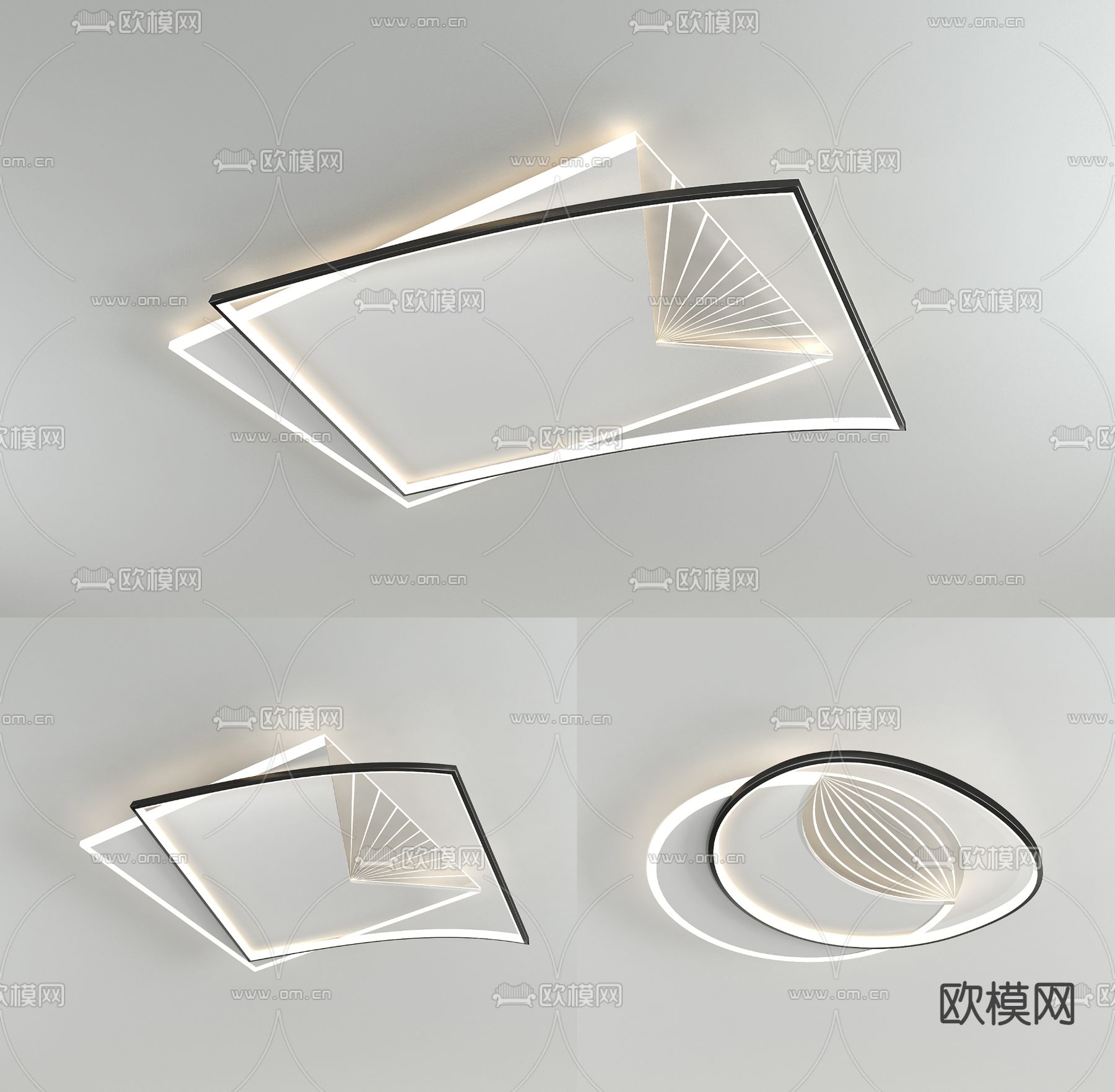 现代金属吸顶灯3d模型