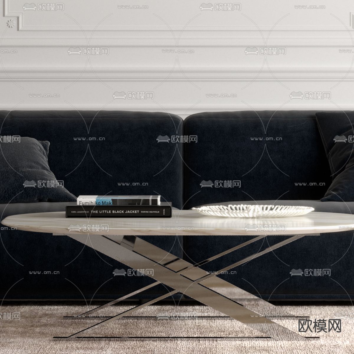 现代绒布双人沙发3d模型