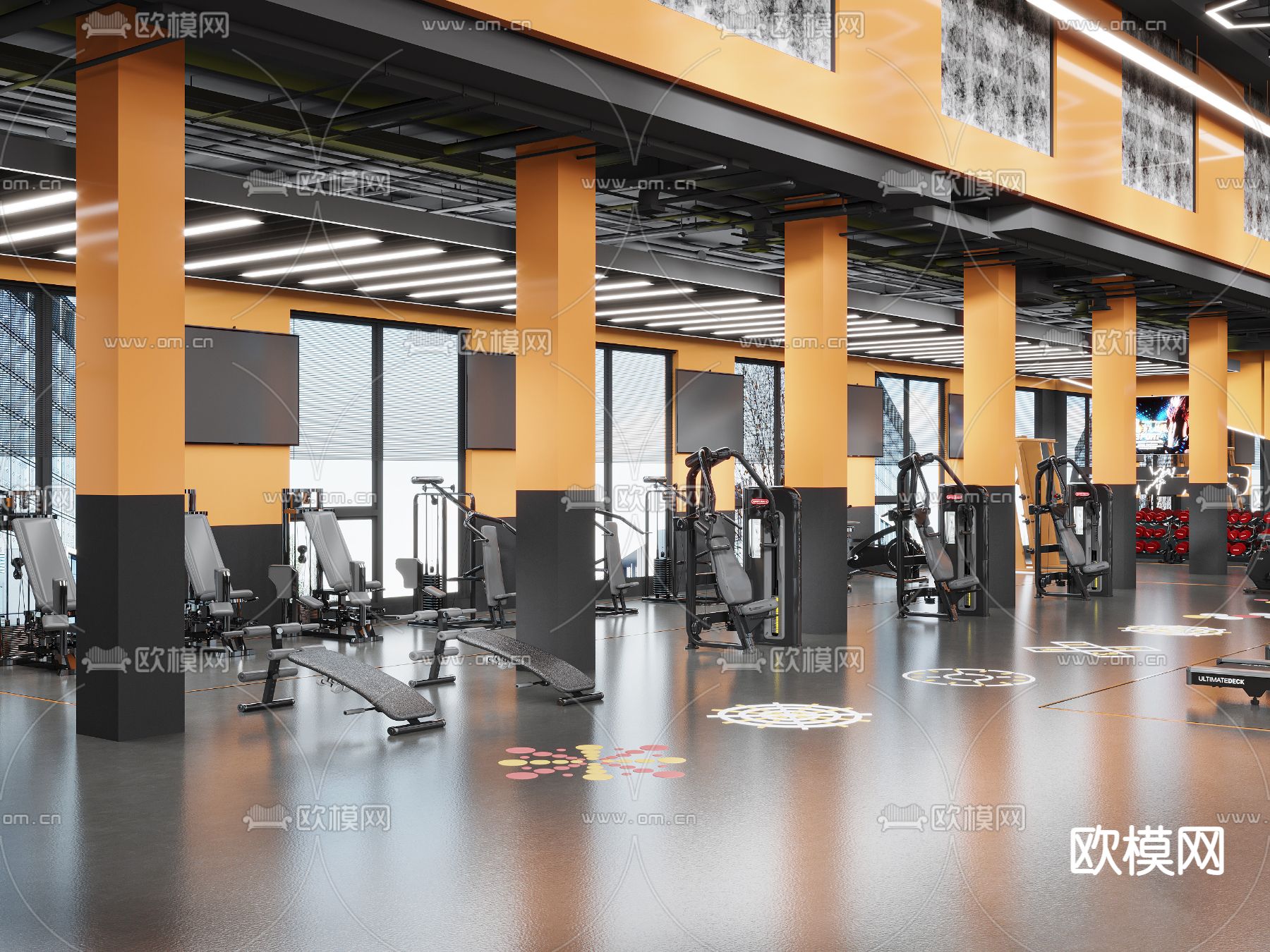 现代健身房3d模型下载（渲染图4）