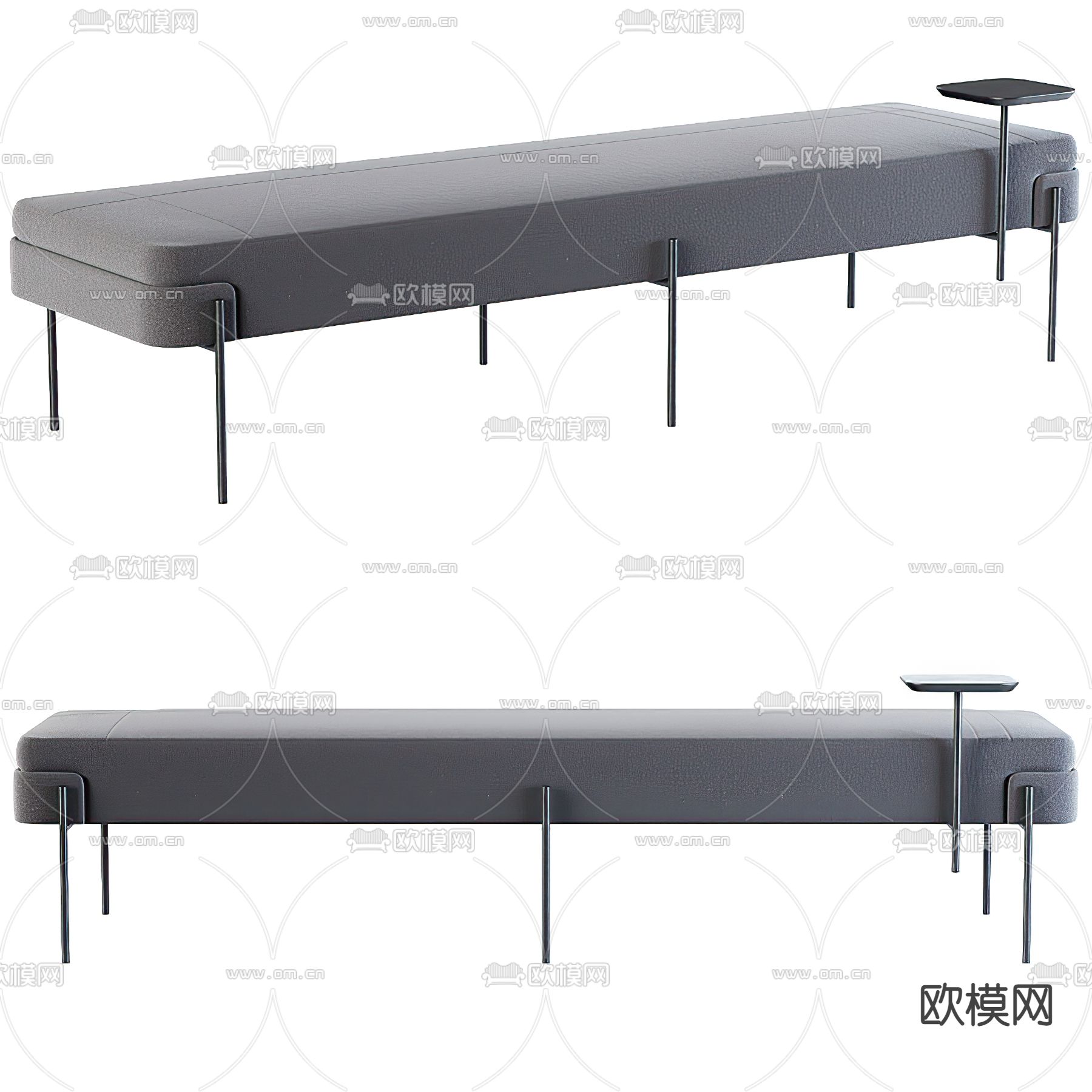 现代布艺床尾凳3d模型