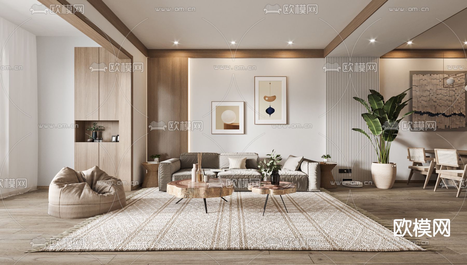 北欧客餐厅3d模型下载（渲染图1）