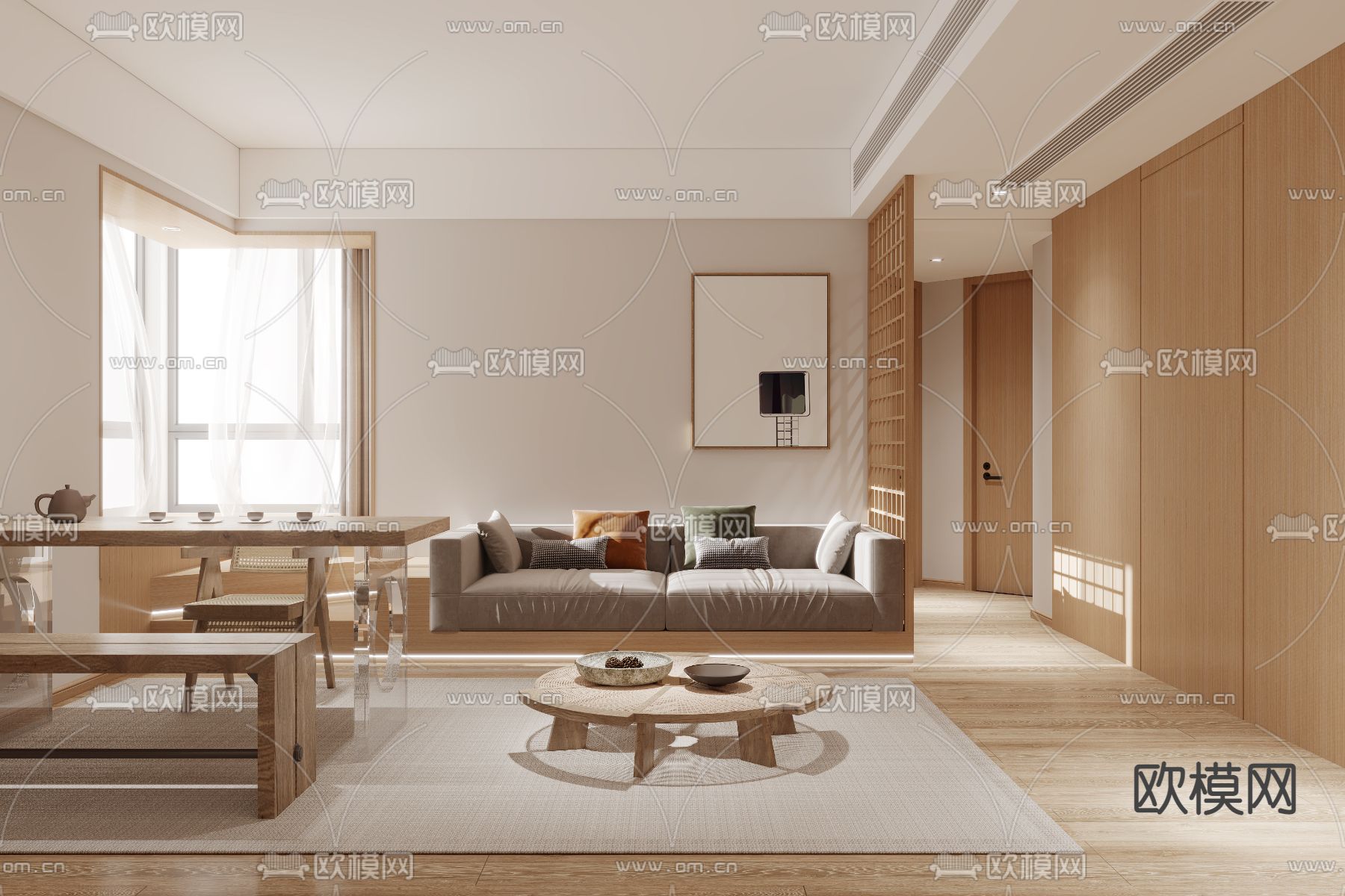 日式客餐厅3d模型下载（渲染图1）