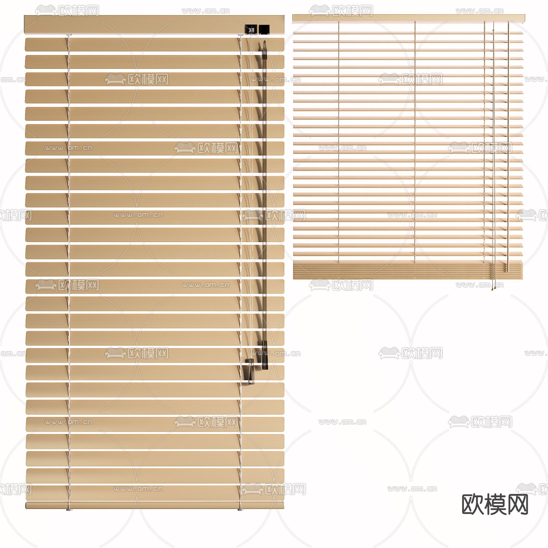 现代百叶帘窗帘3d模型下载_ID11607945_3dmax免费模型-欧模网
