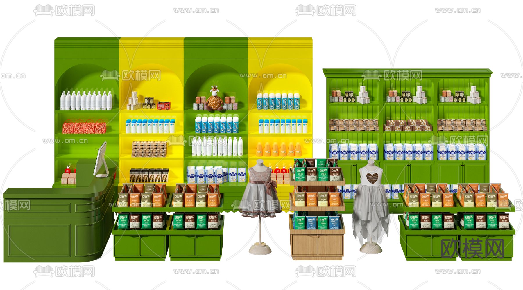 现代母婴店货架展柜3d模型