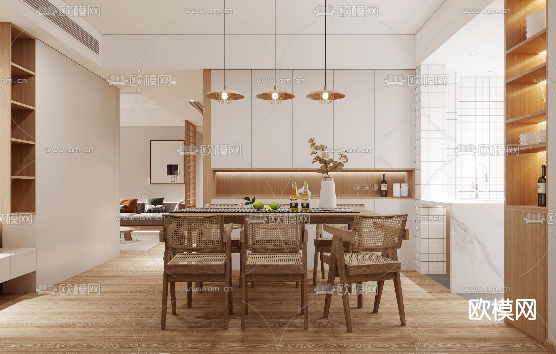 日式客餐厅3d模型下载（渲染图4）