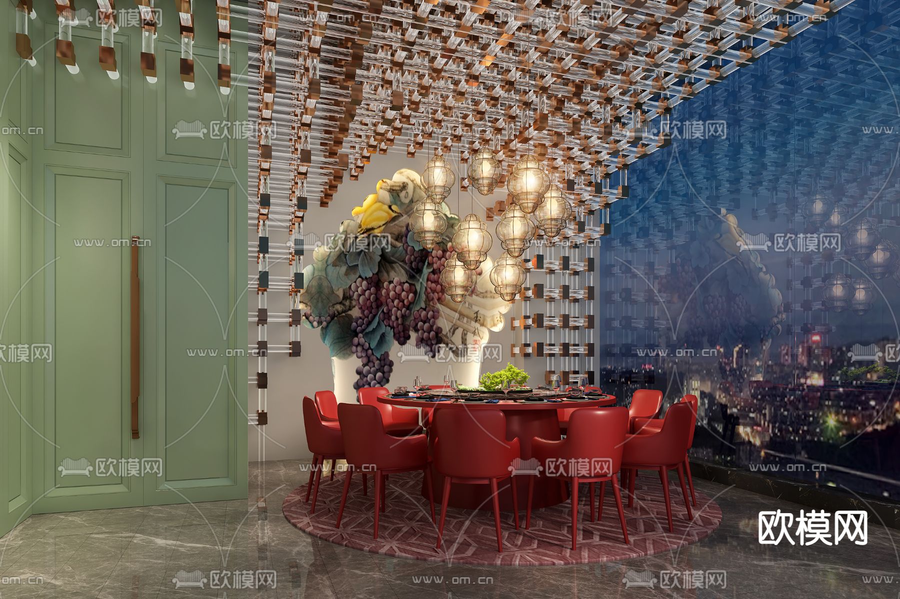 现代餐厅包房3d模型下载