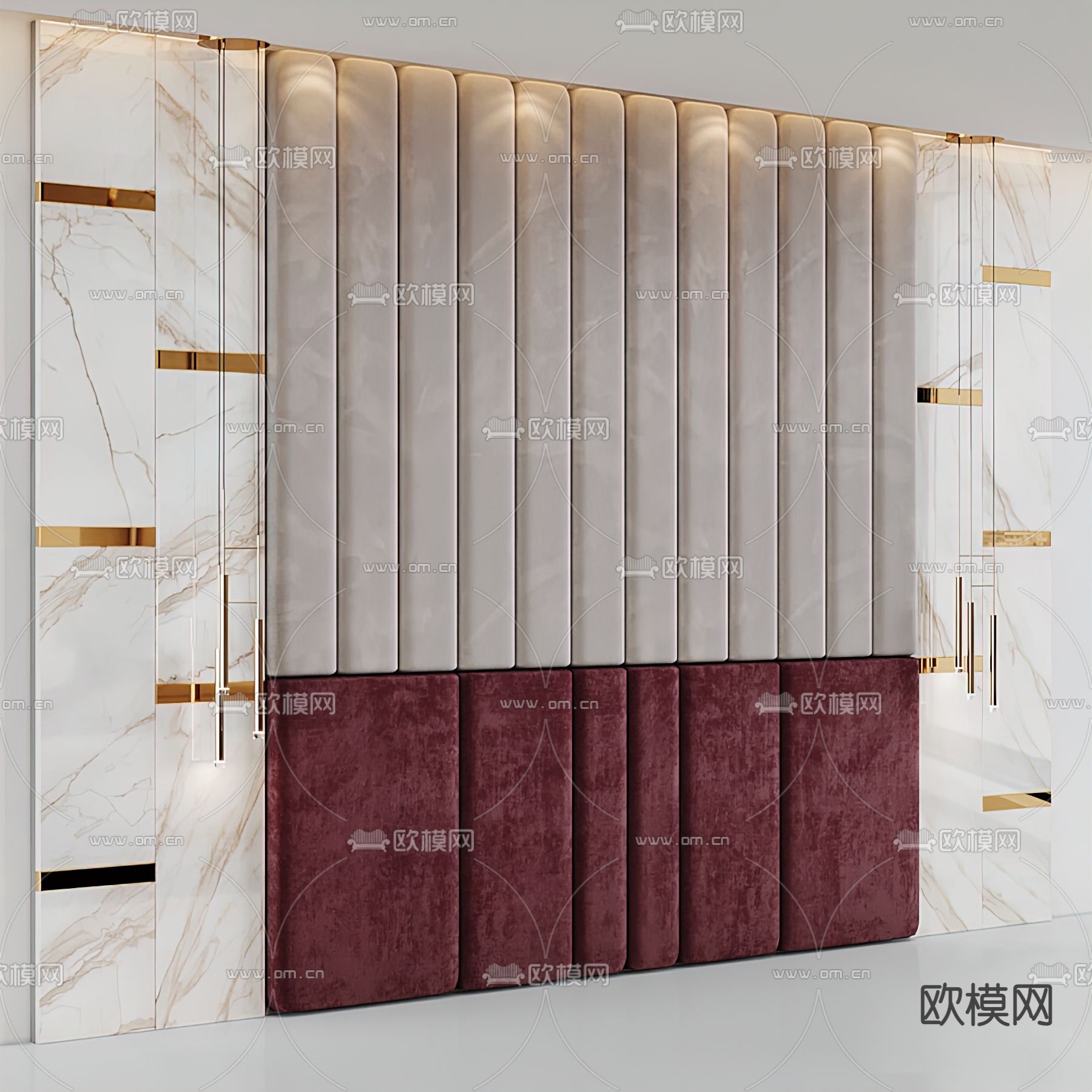 现代轻奢卧室背景墙3d模型