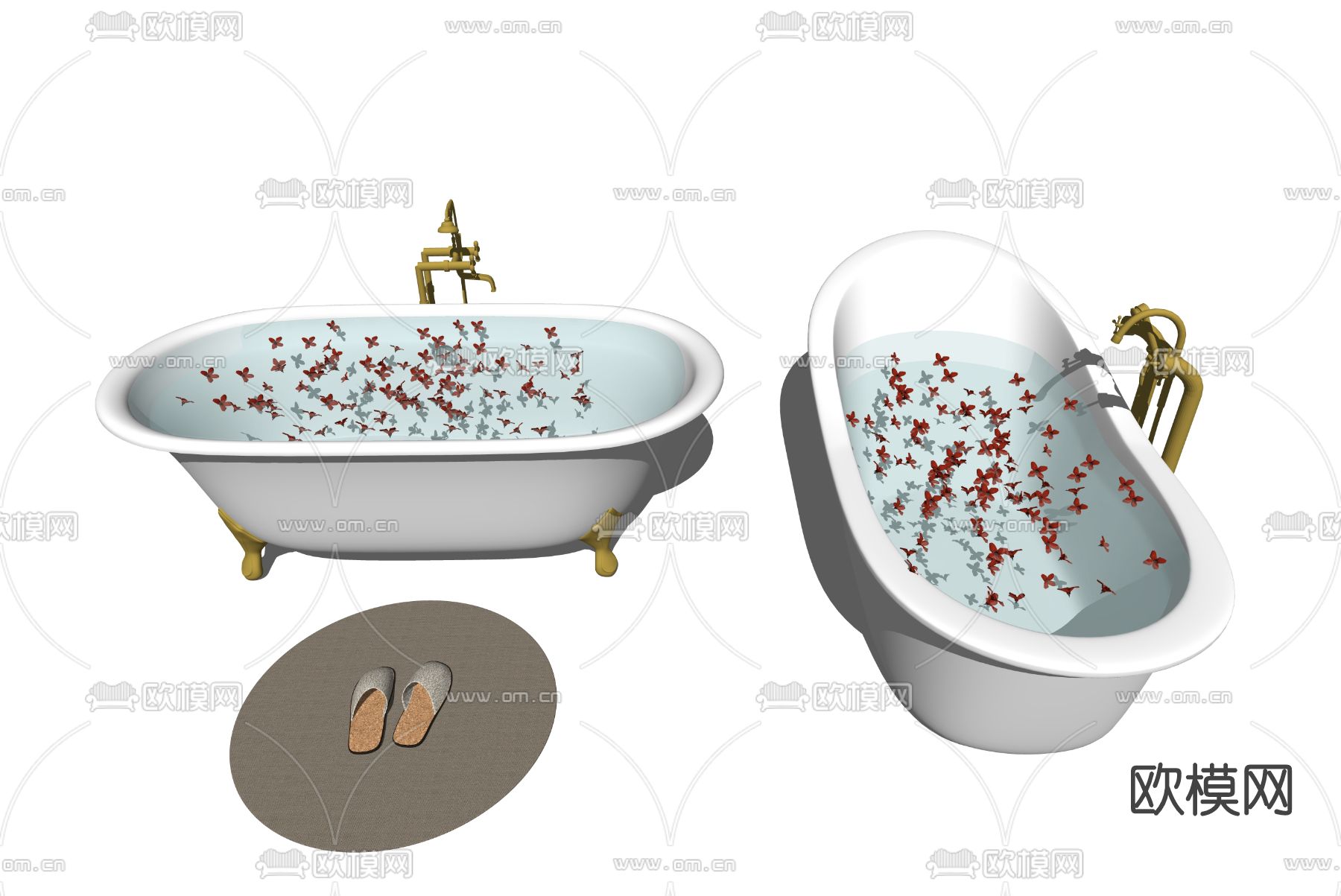 简欧浴缸su模型下载（渲染图2）