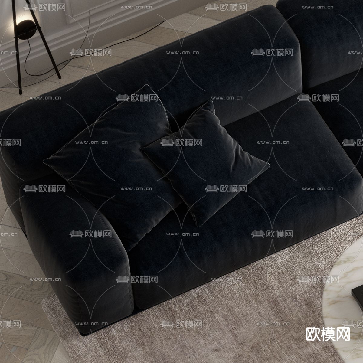 现代绒布双人沙发3d模型