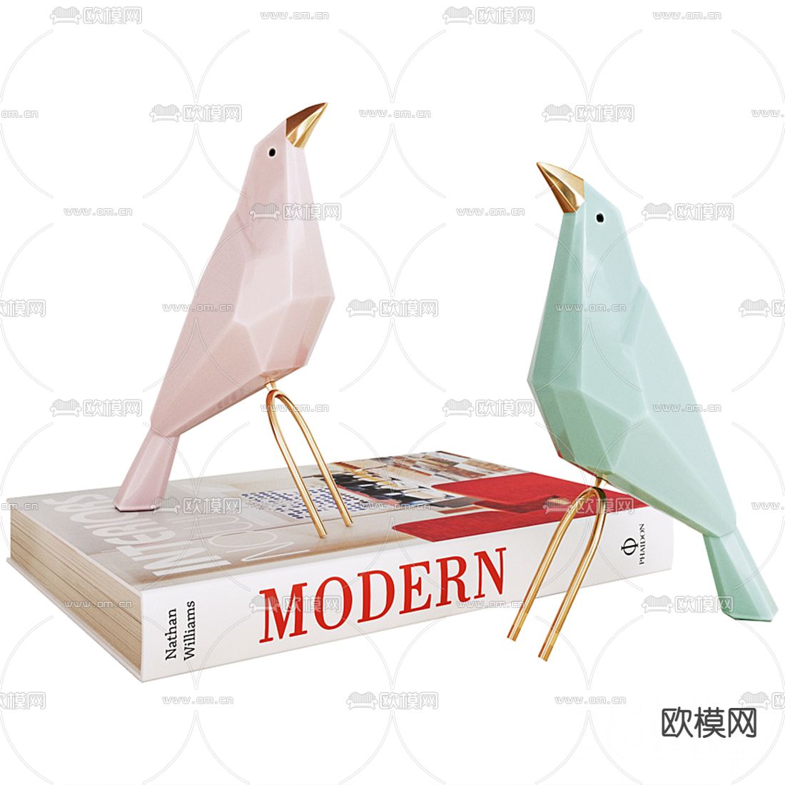 现代书籍饰品摆件3d模型