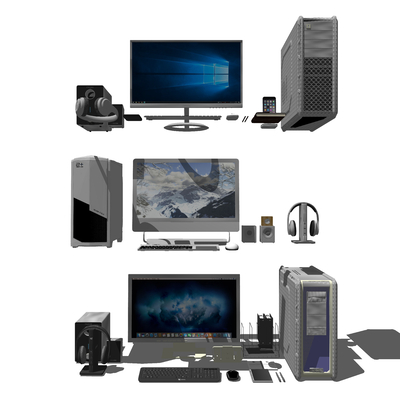  现代台式电脑su模型 