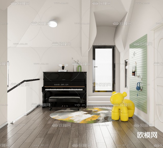 现代书房3d模型下载(渲染图4)
