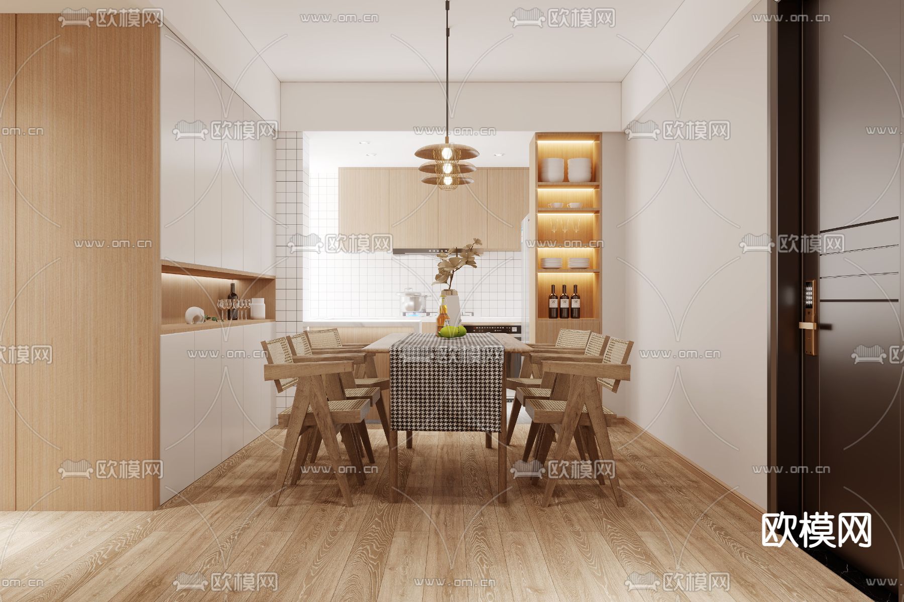 日式客餐厅3d模型下载（渲染图2）