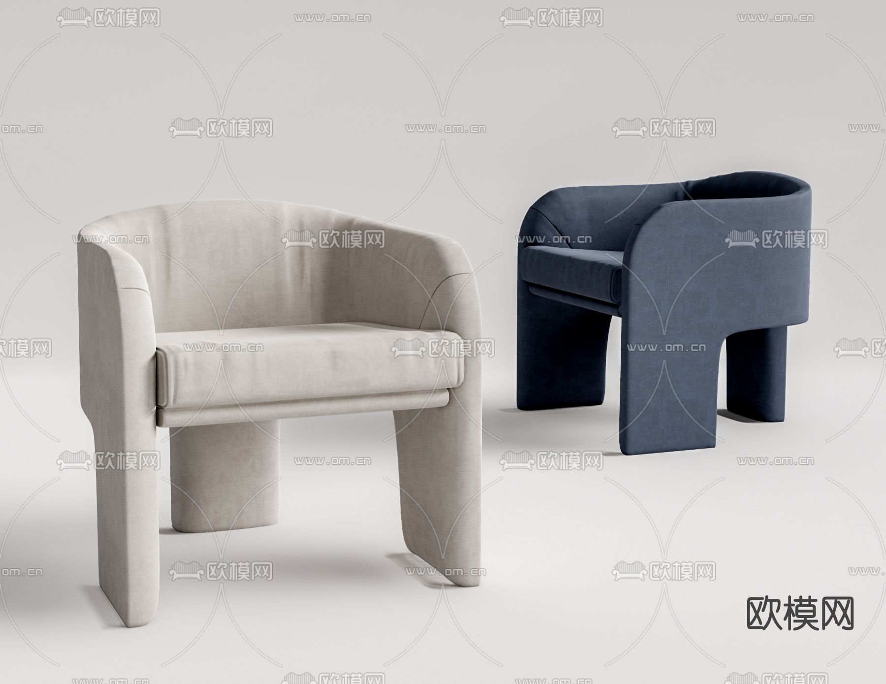 现代布艺休闲椅su模型
