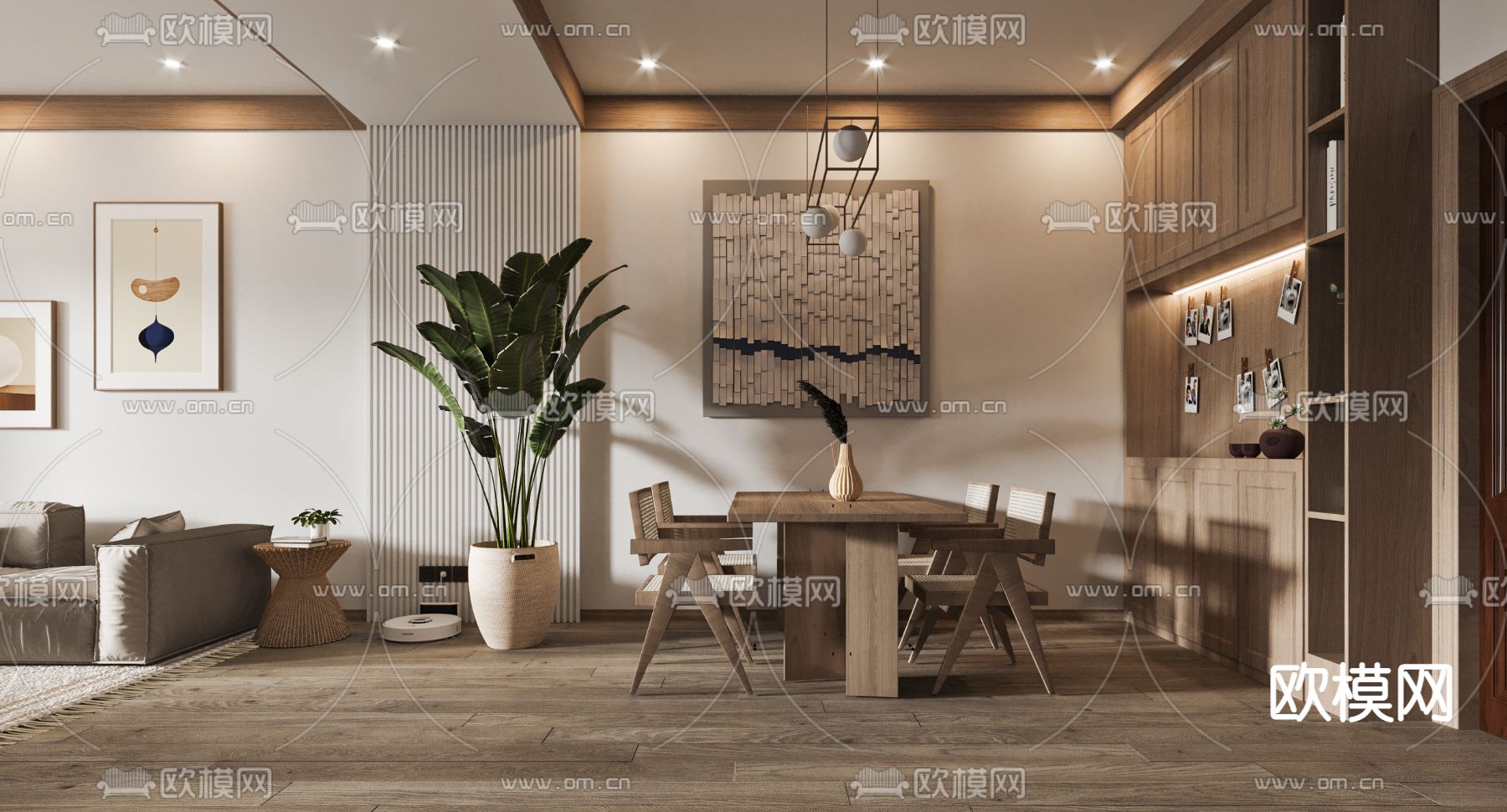 北欧客餐厅3d模型下载（渲染图2）