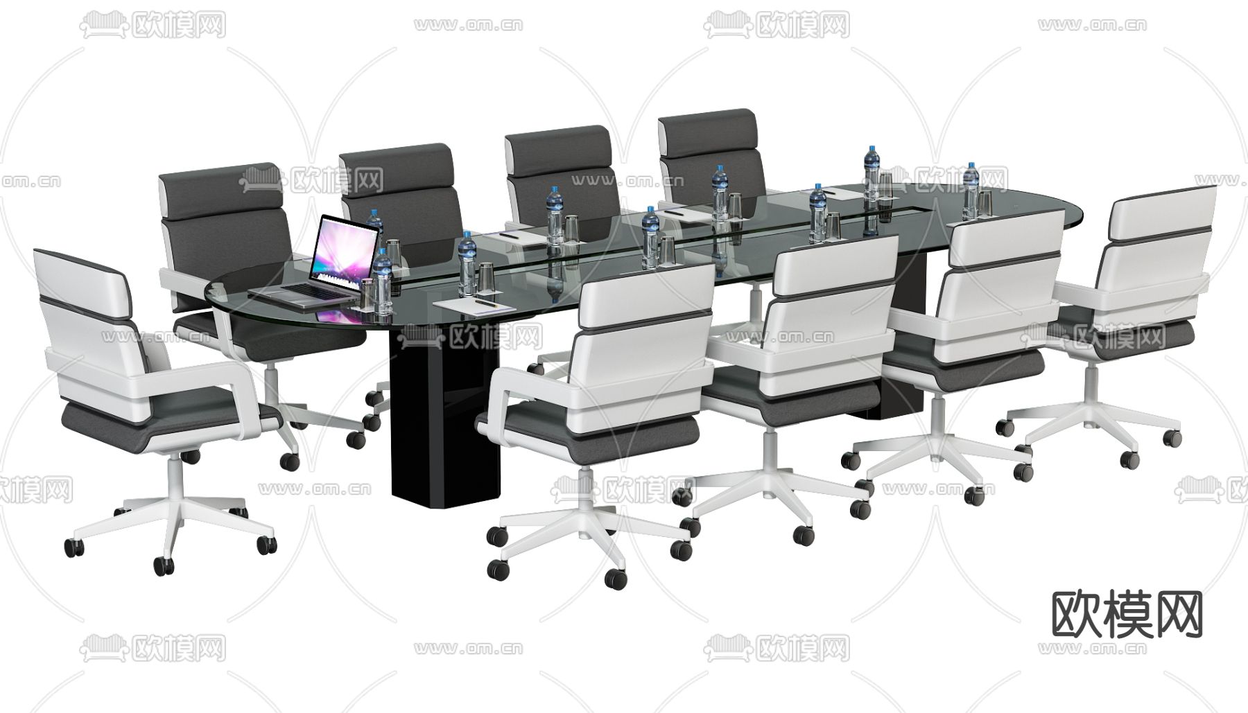 现代玻璃会议桌3d模型