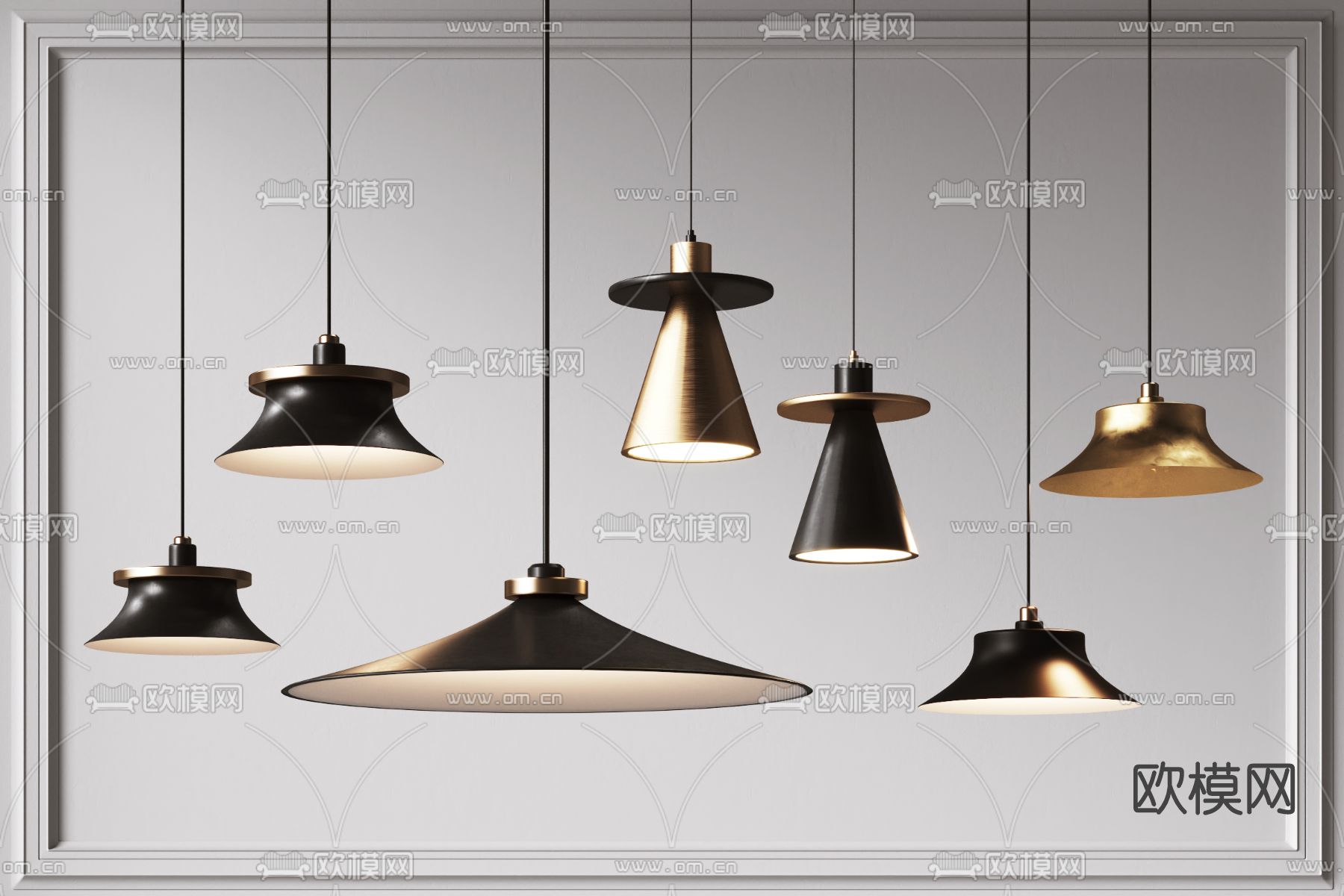 现代金属小吊灯3d模型下载