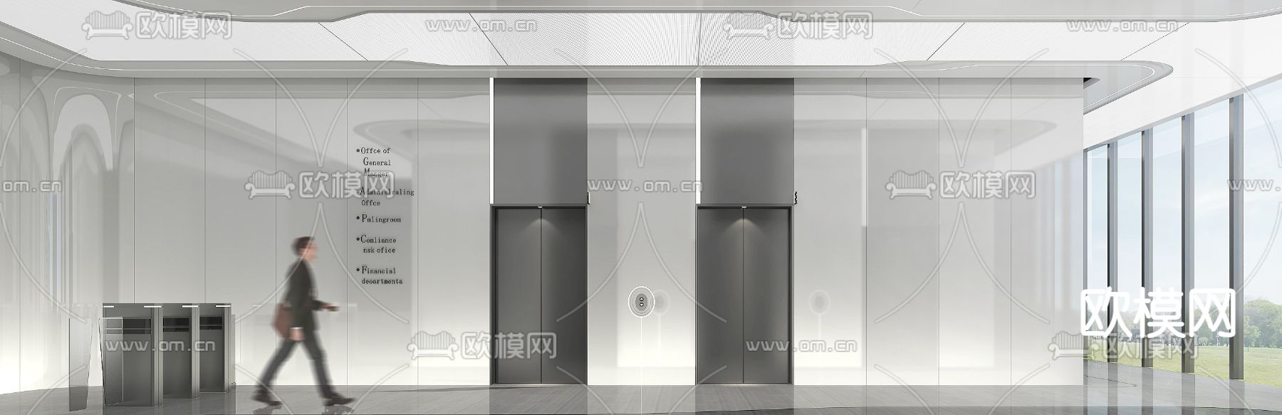 现代电梯厅3d模型