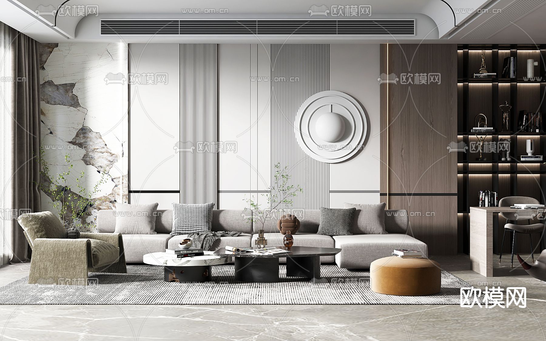 现代高级灰客餐厅3d模型