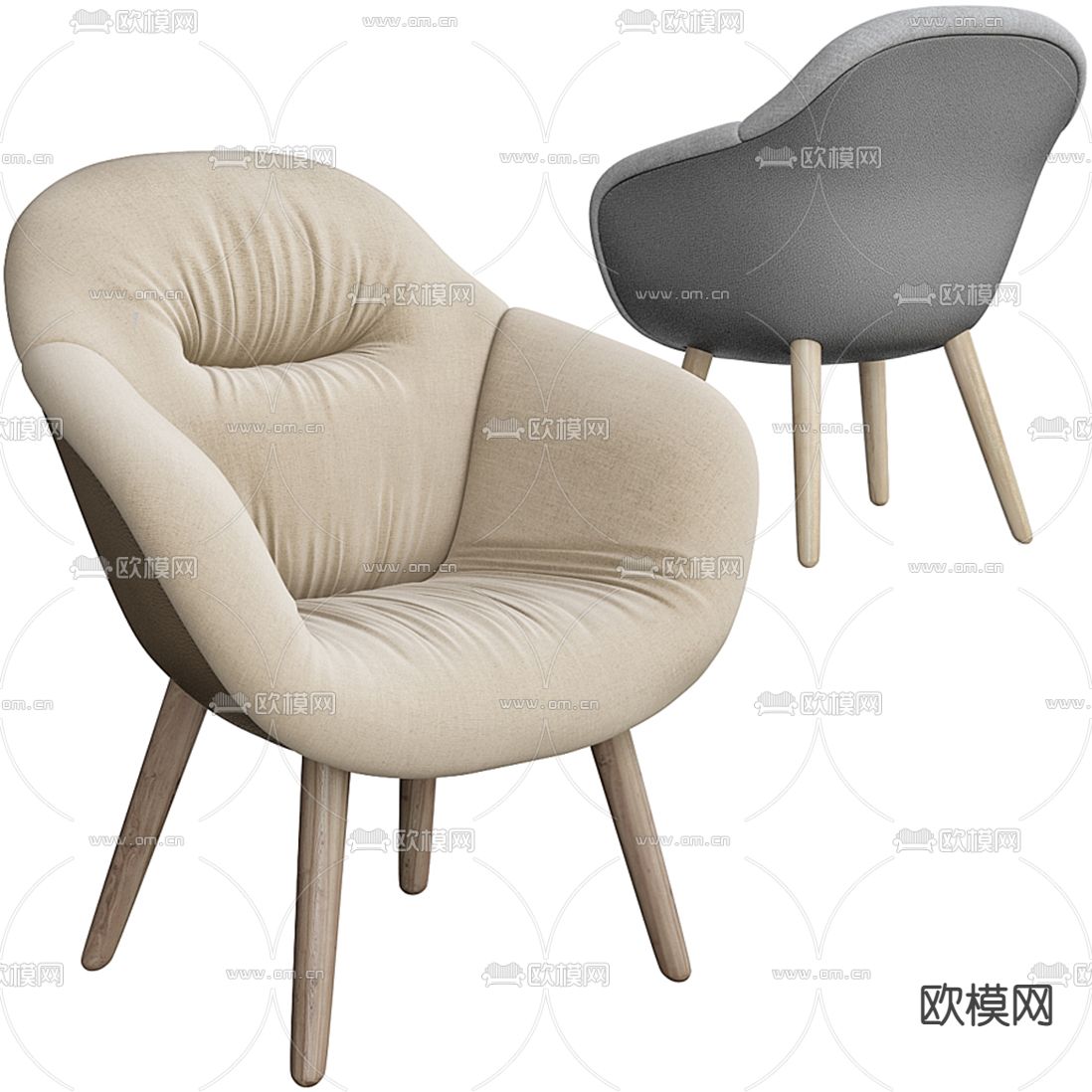 北欧布艺休闲椅3d模型