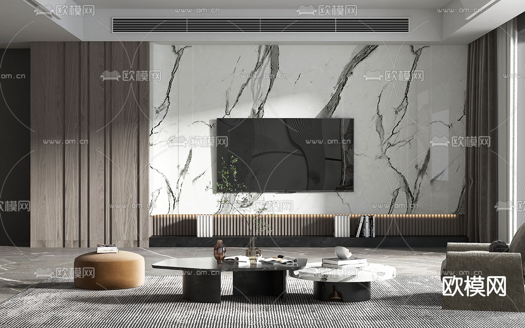 现代高级灰客餐厅3d模型