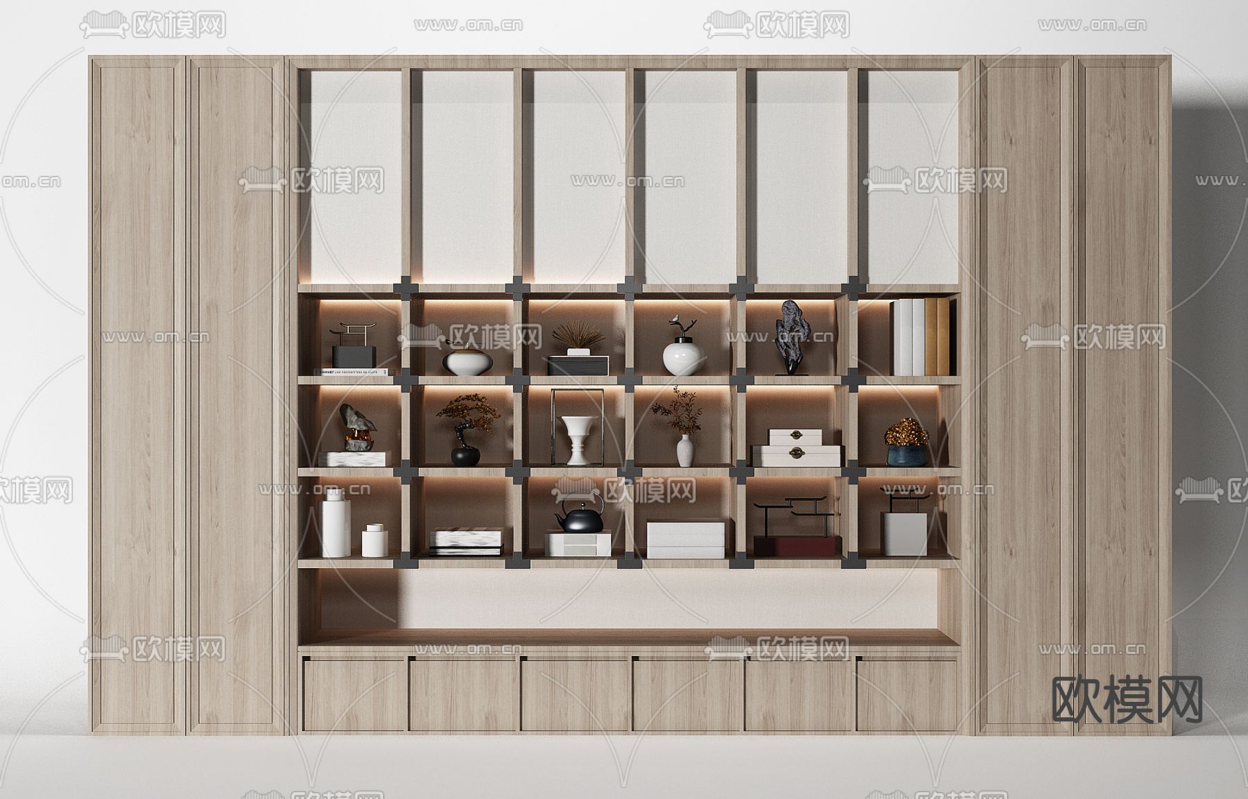 新中式装饰柜博古架3d模型下载