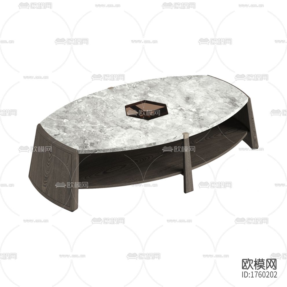 北欧简约实木大理石异形茶几下载