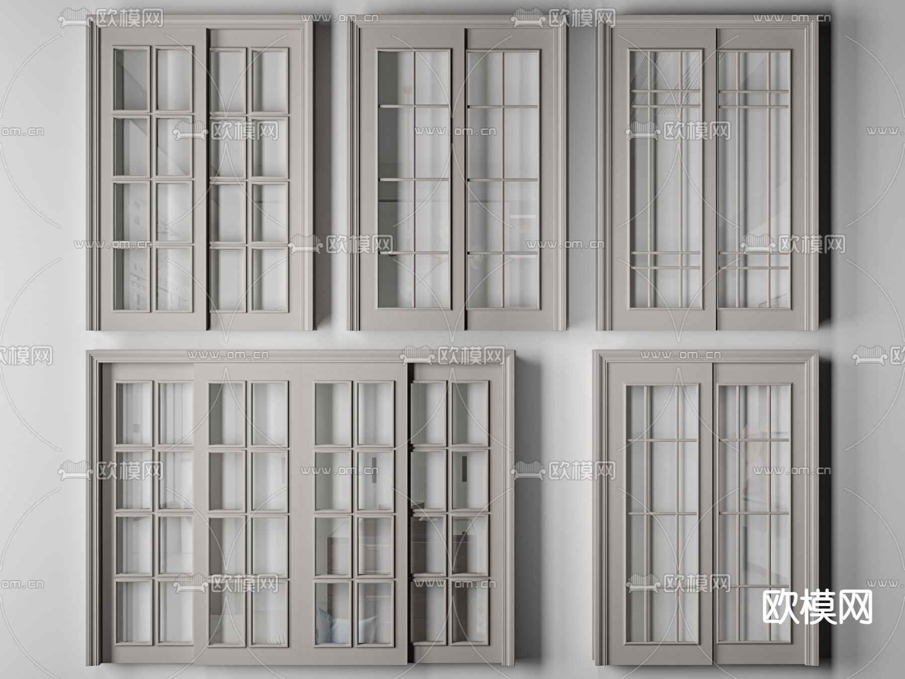 简欧推拉门3d模型