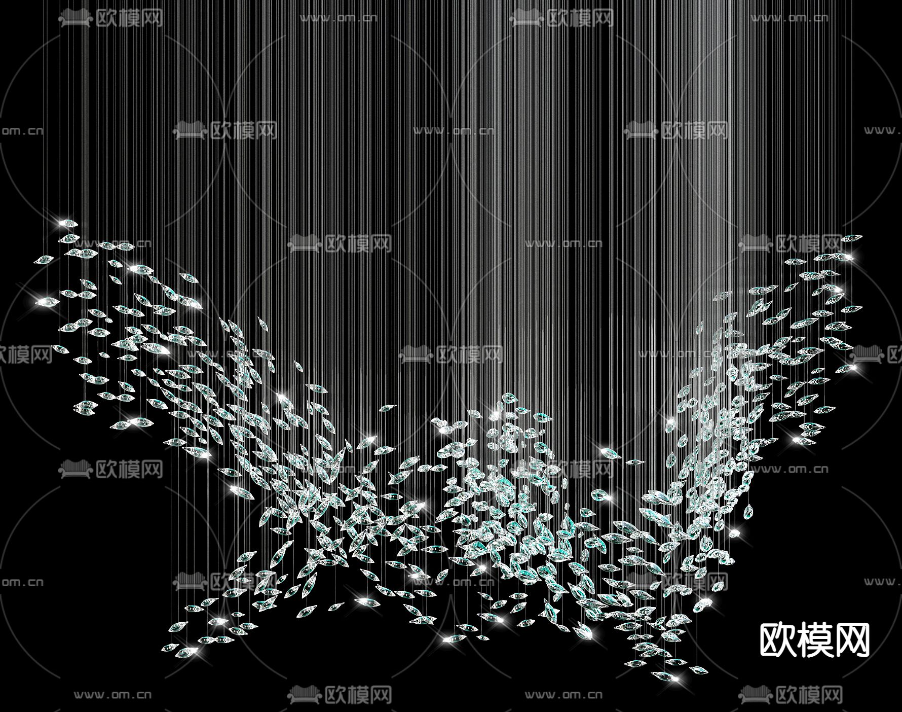 现代水晶装饰吊灯3d模型