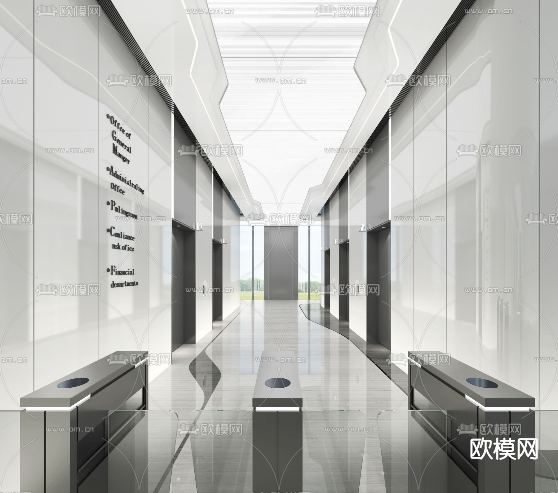 现代电梯厅3d模型
