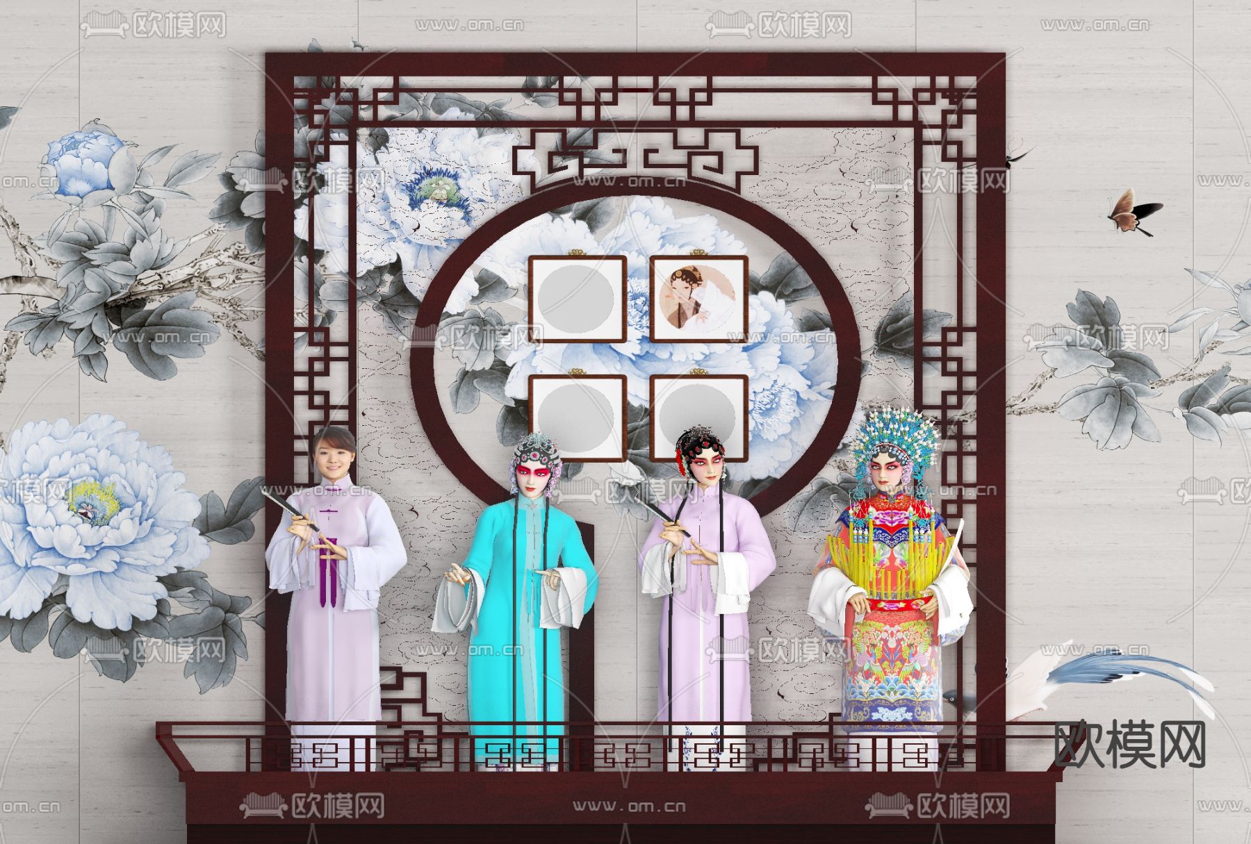 中式京剧戏曲人物舞台免费3d模型