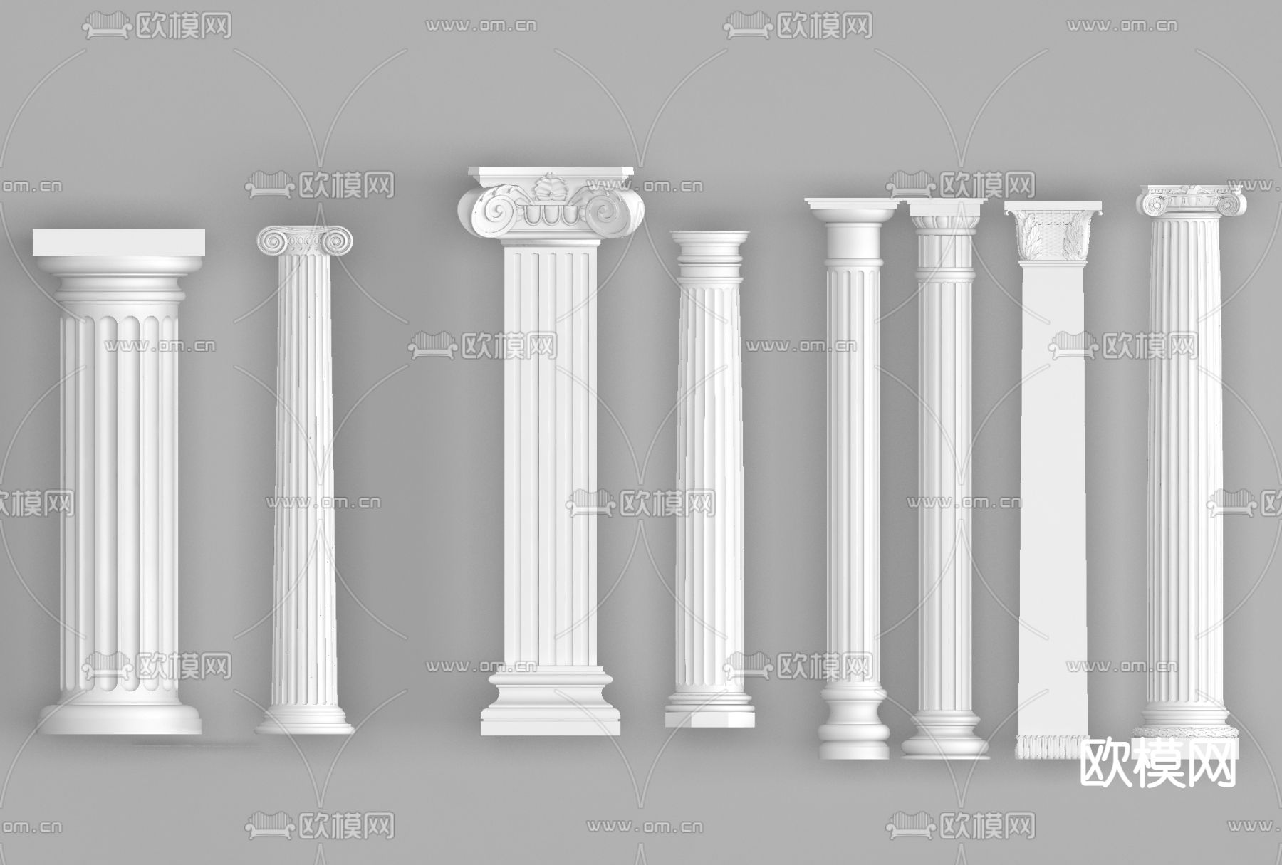 欧式石膏罗马柱免费3d模型下载