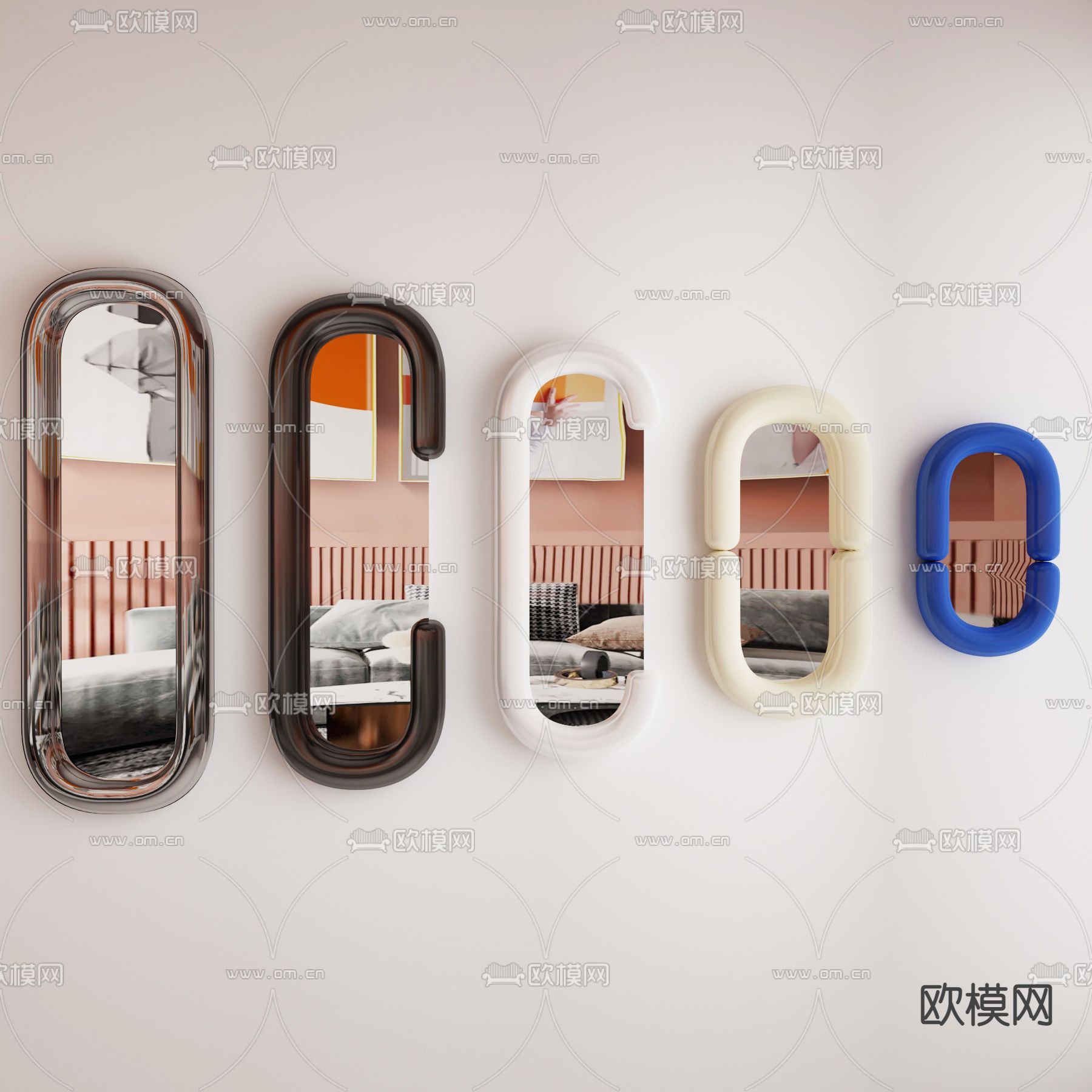 现代创意装饰镜3d模型下载