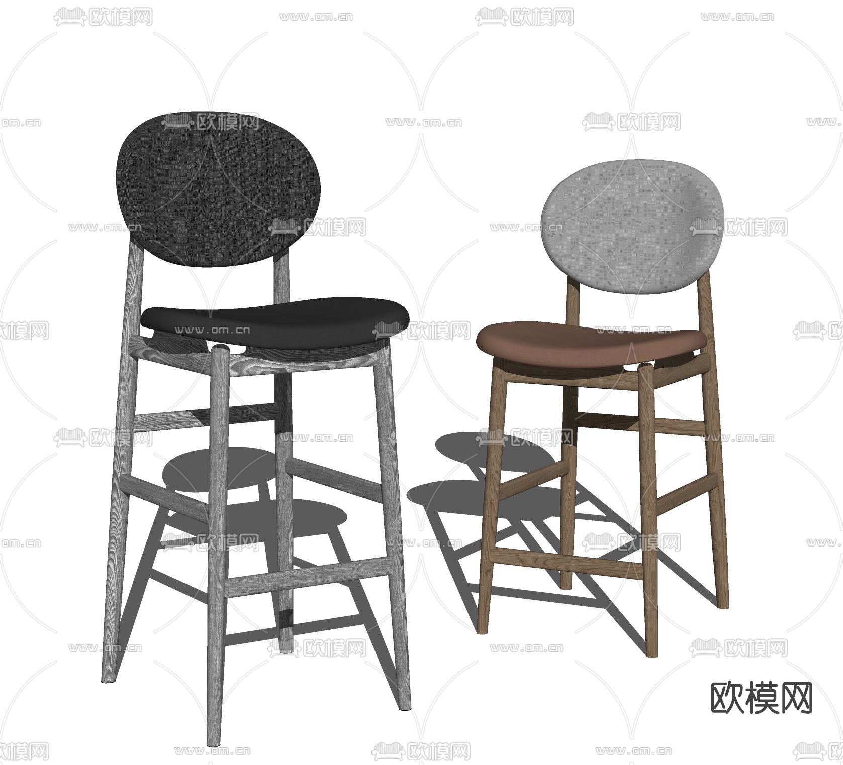 现代吧台椅su模型