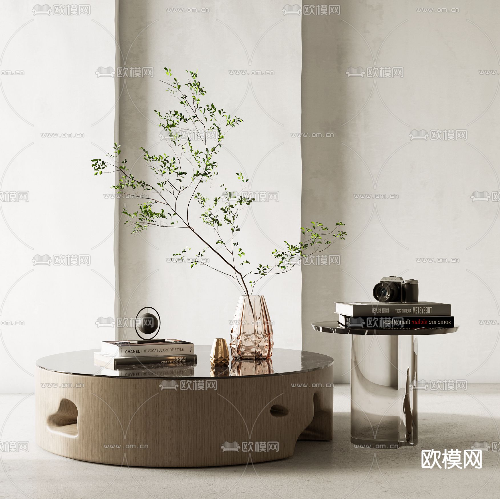 现代大理石茶几3d模型