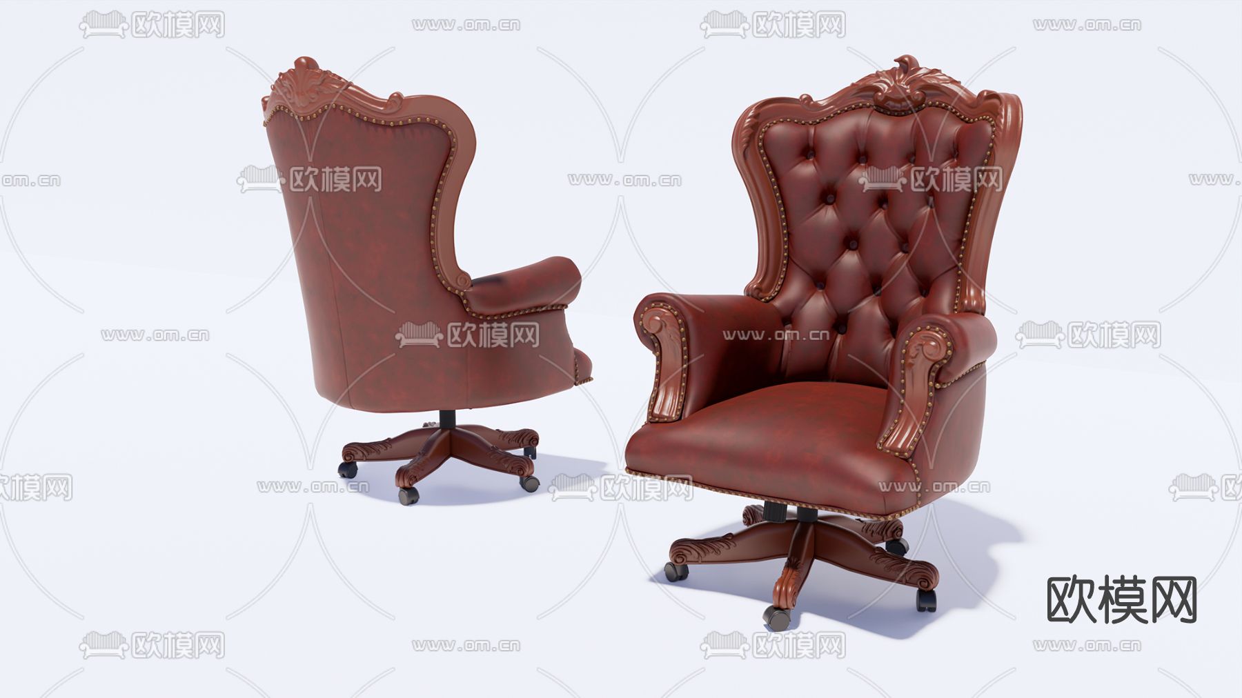 欧式皮革办公椅su模型下载（渲染图1）