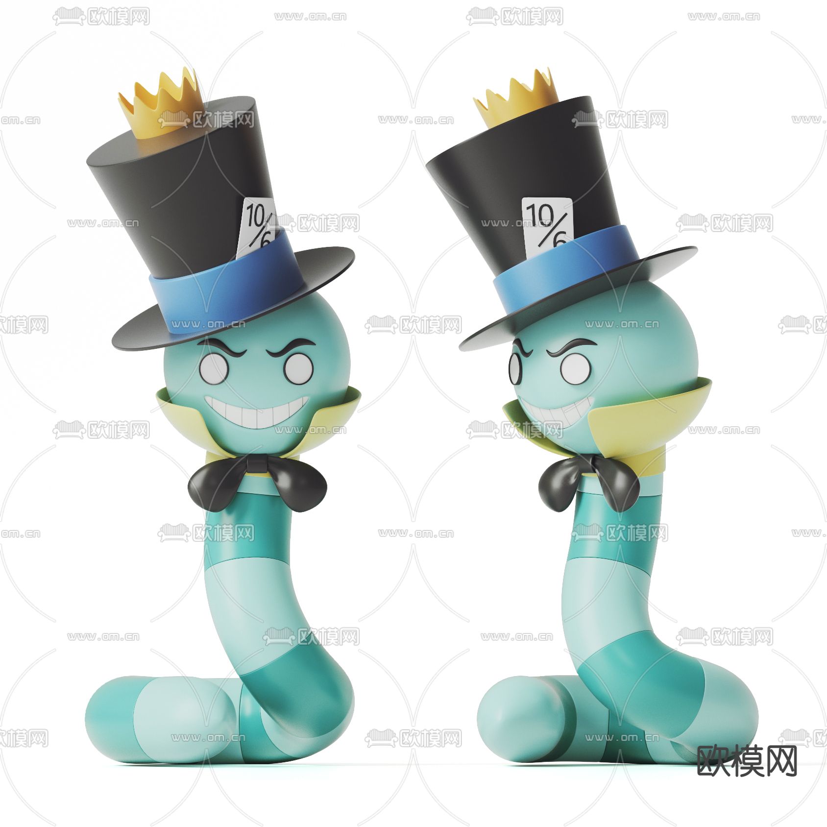 现代卡通潮玩蚯蚓玩具3d模型下载（渲染图1）