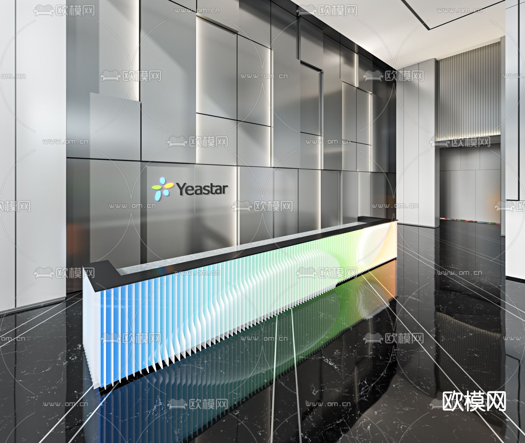 现代办公大堂前台3d模型