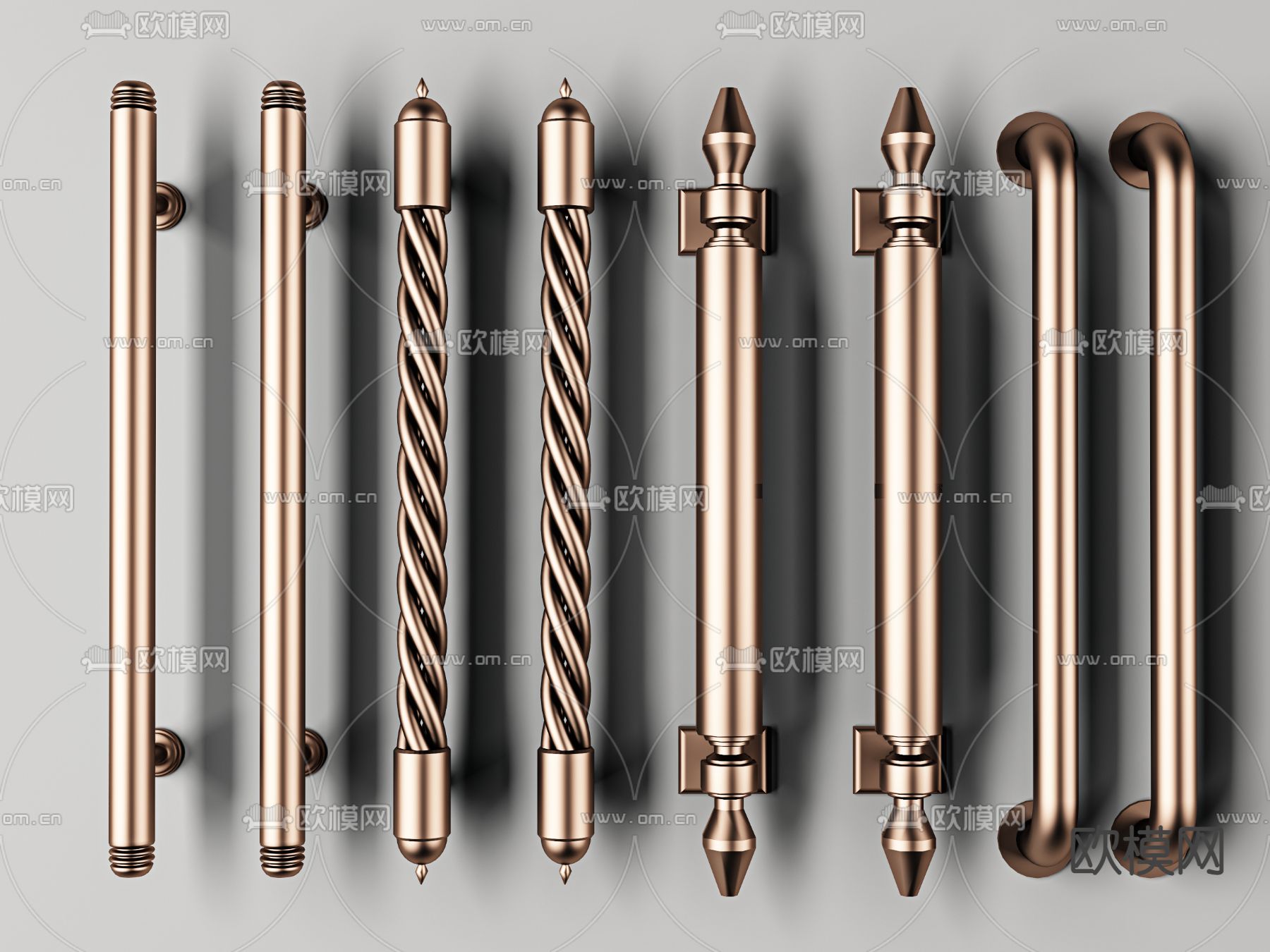 现代金属拉手门把手3d模型下载