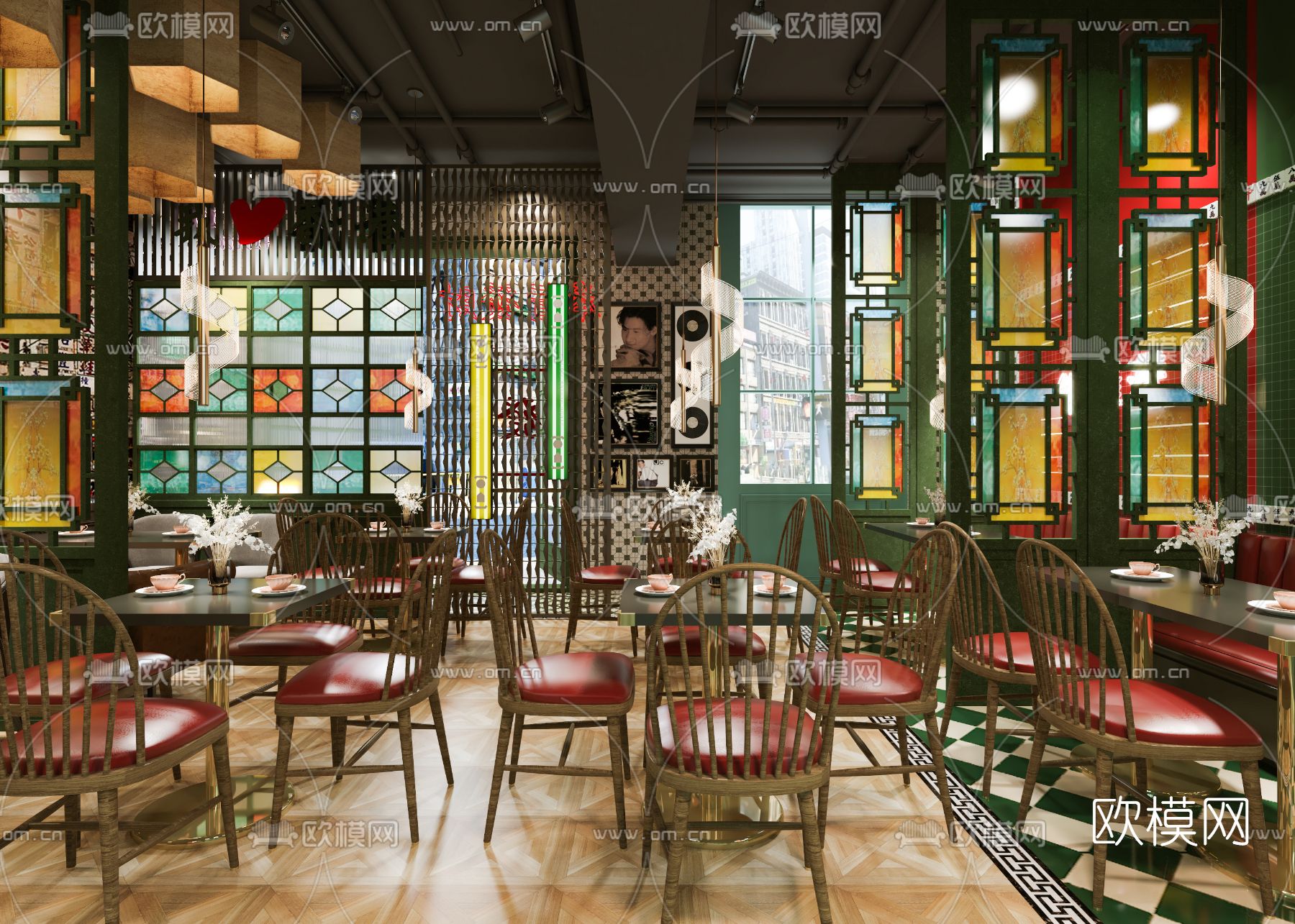 现代港式茶餐厅3d模型